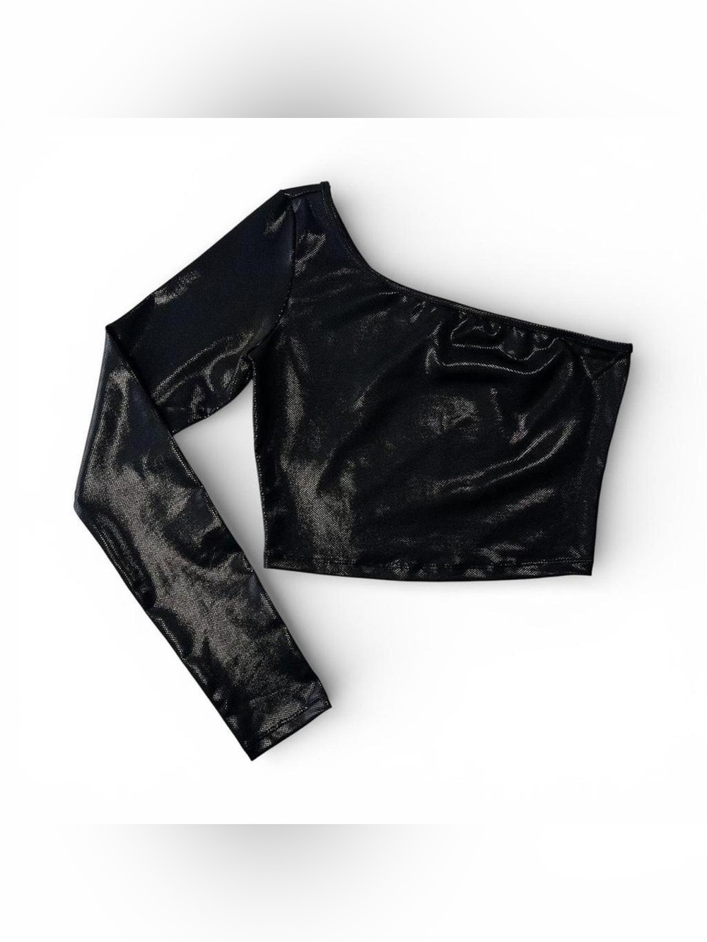✨NEW✨ Black One-Shoulder Pleather Crop Top